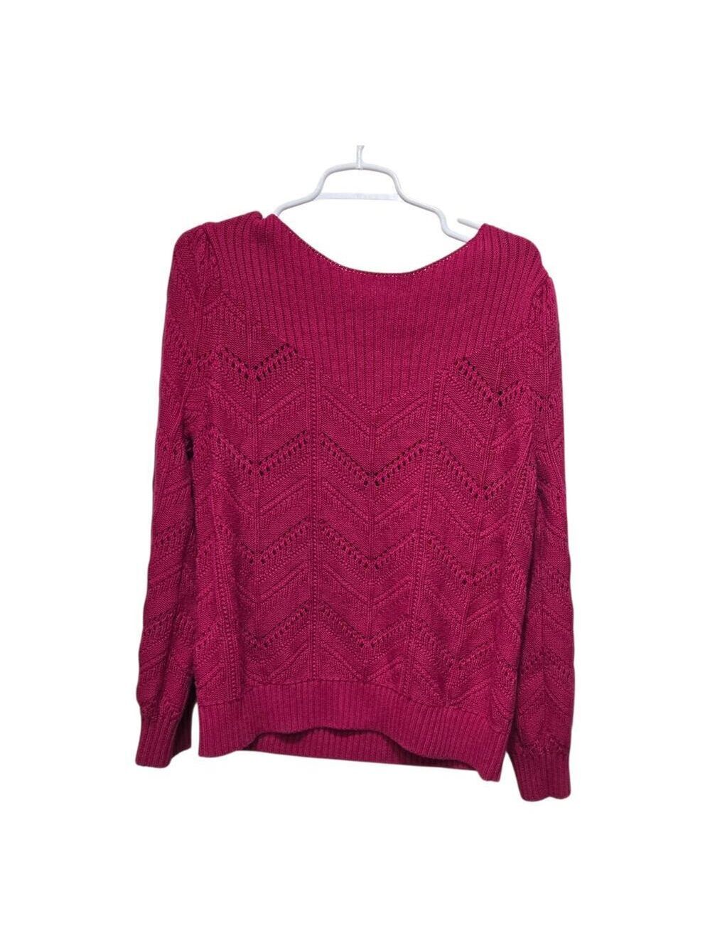 LOFT Pink Chevron Knit Sweater Boat Neck Women's XL
